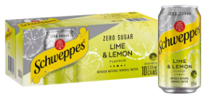 Schweppes Mineral Water Lemon & Lime Zero Sugar Cans 10x375ml