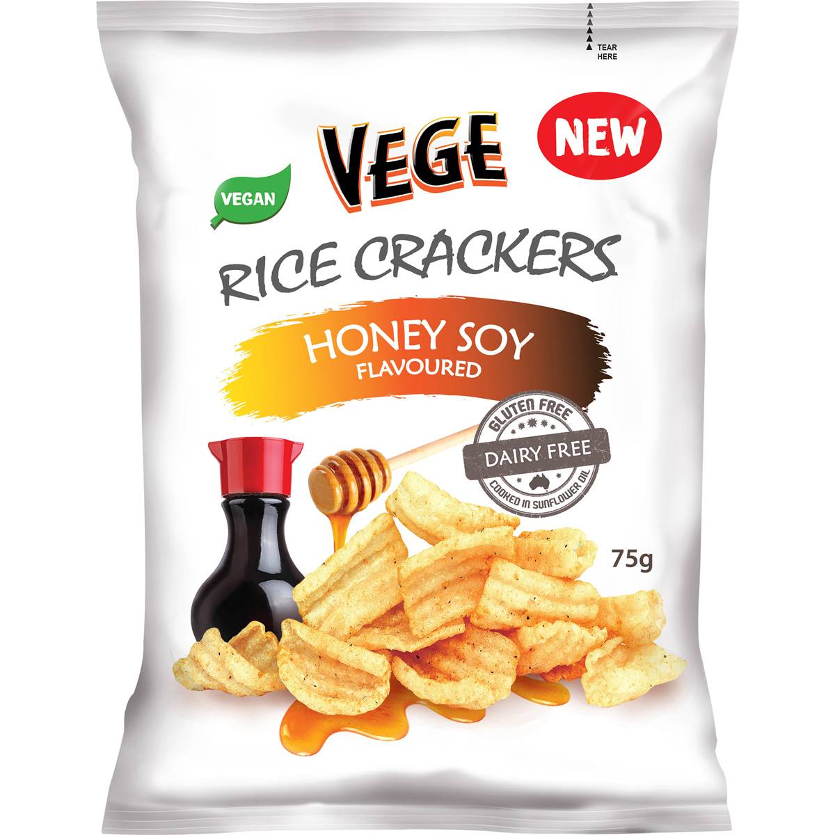Ajita's Vege Rice Crackers Honey Soy 75g