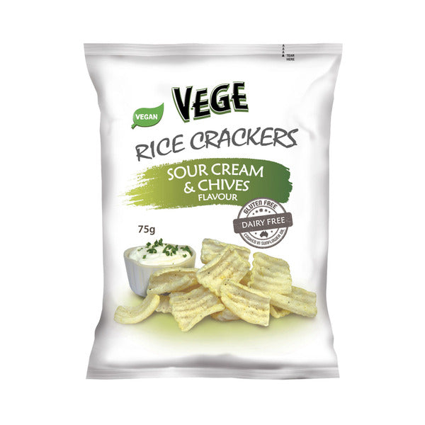 Ajita's Vege Rice Crackers Sour Cream & Chives 75g