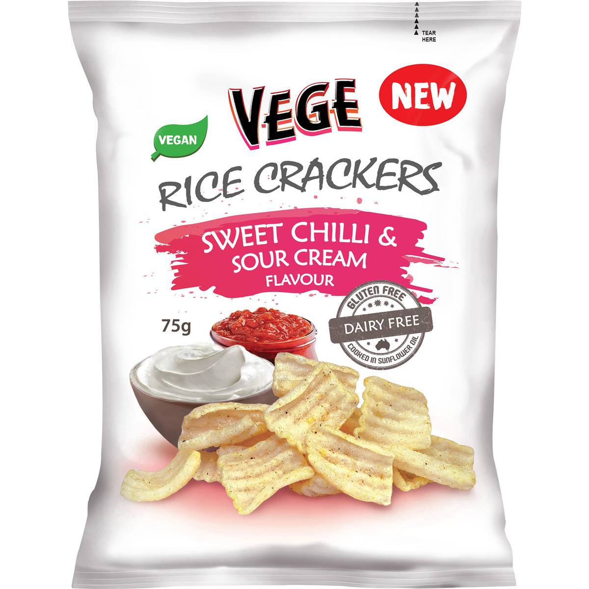 Ajita's Vege Rice Crackers Sweet Chilli & Sour Cream 75g