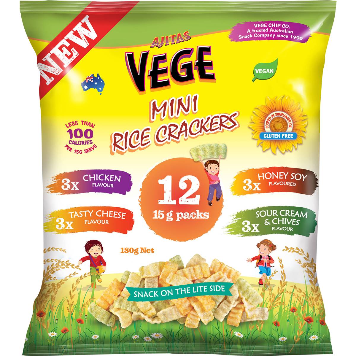 Ajitas Vege Mini Rice Crackers Multi 12pk