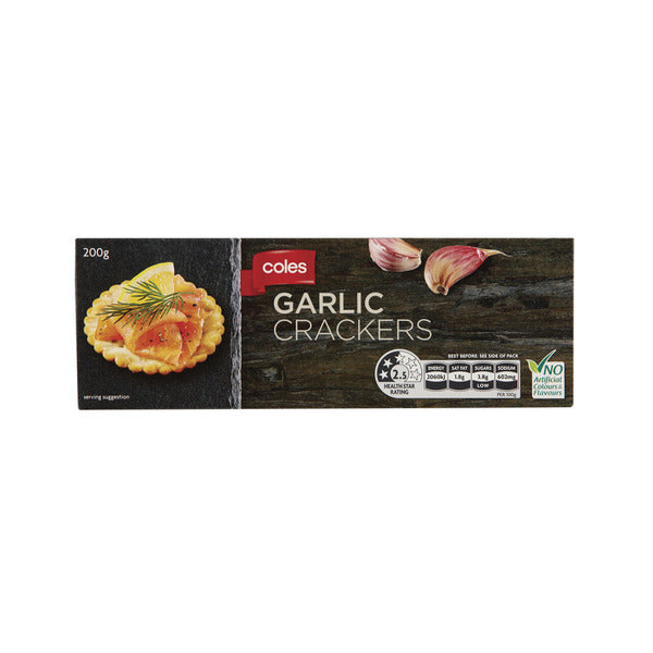 Coles Garlic Crackers 200g