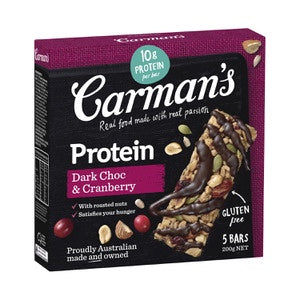 Carman's Dark Choc & Cranberry Protein Bars GF 5pk