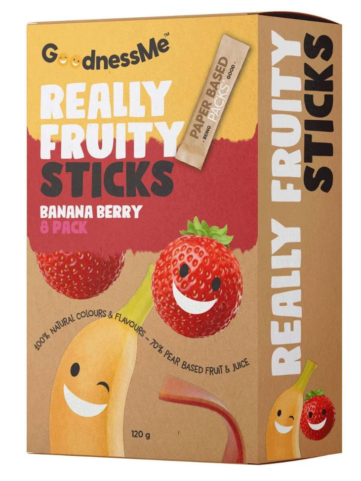Goodness Me Really Fruity Sticks Banana Berry 8pk