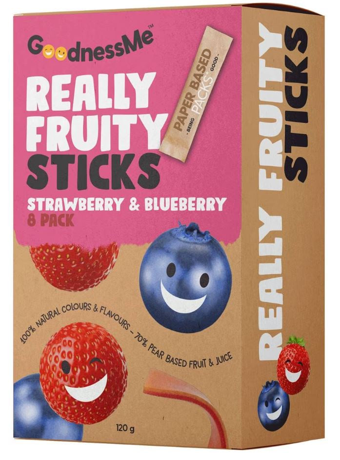 Goodness Me Really Fruity Sticks Strawberry & Blueberry 8pk