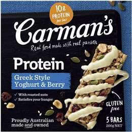 Carman's Greek Style Yoghurt & Berry GF Protein Bars 5pk