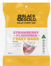 Black & Gold Strawberry Flavoured Fruit Bars 200g