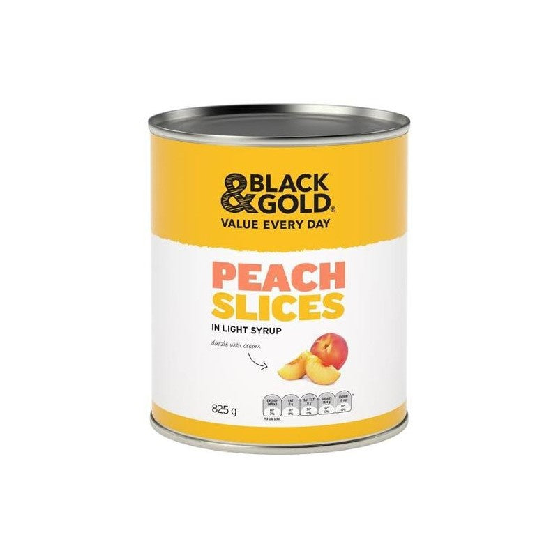 Black & Gold Peach Slices 825g