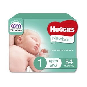 Huggies Newborn Size 1 Unisex 54 Nappies Bulk Pack