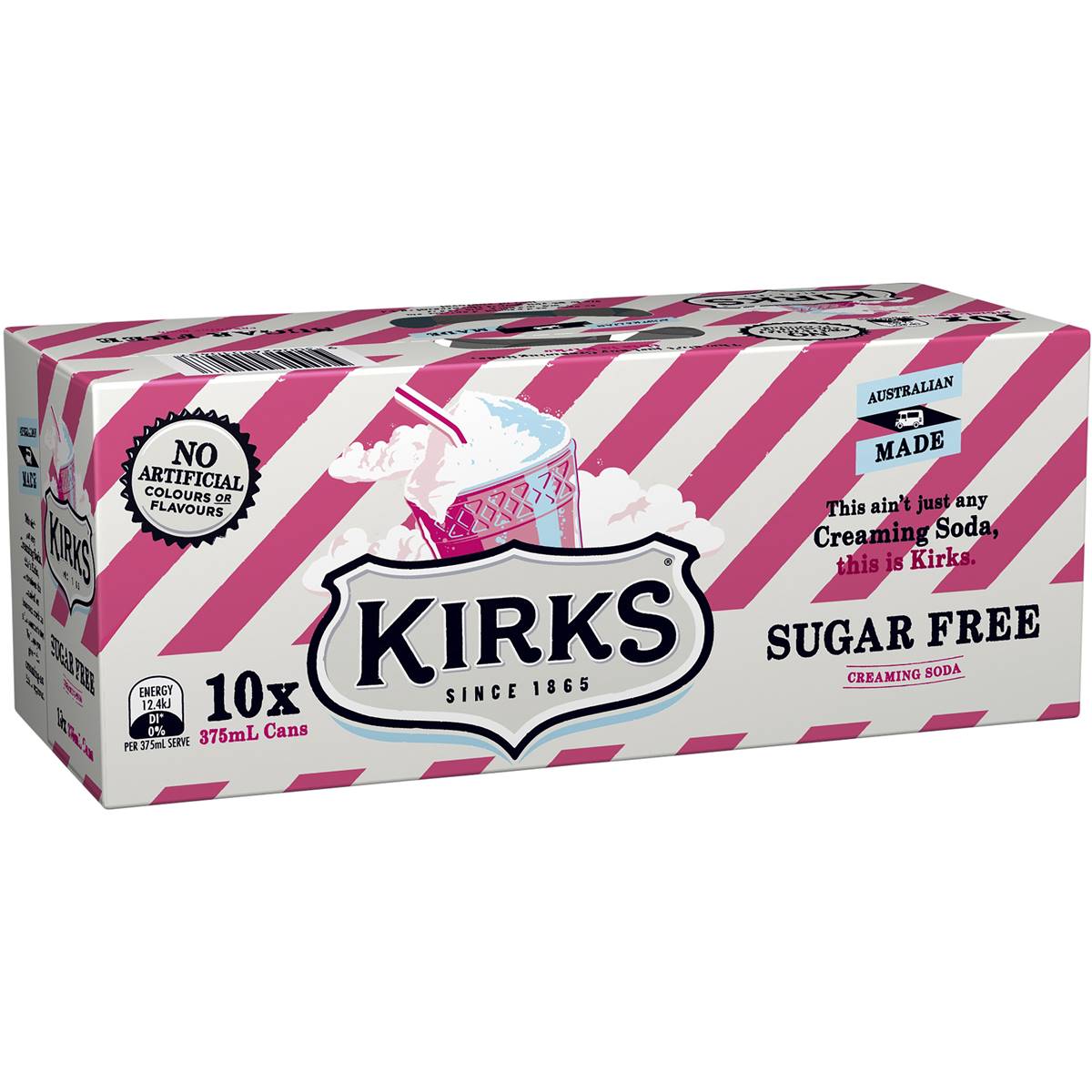 Kirks Creaming Soda Sugar Free 375ml x 10pk