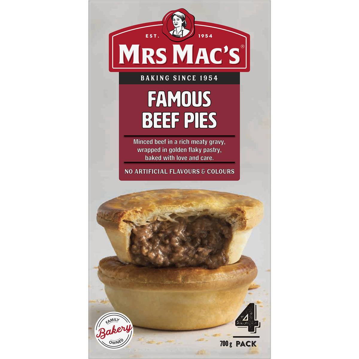 Mrs Mac's Beef Pie 700g 4pk