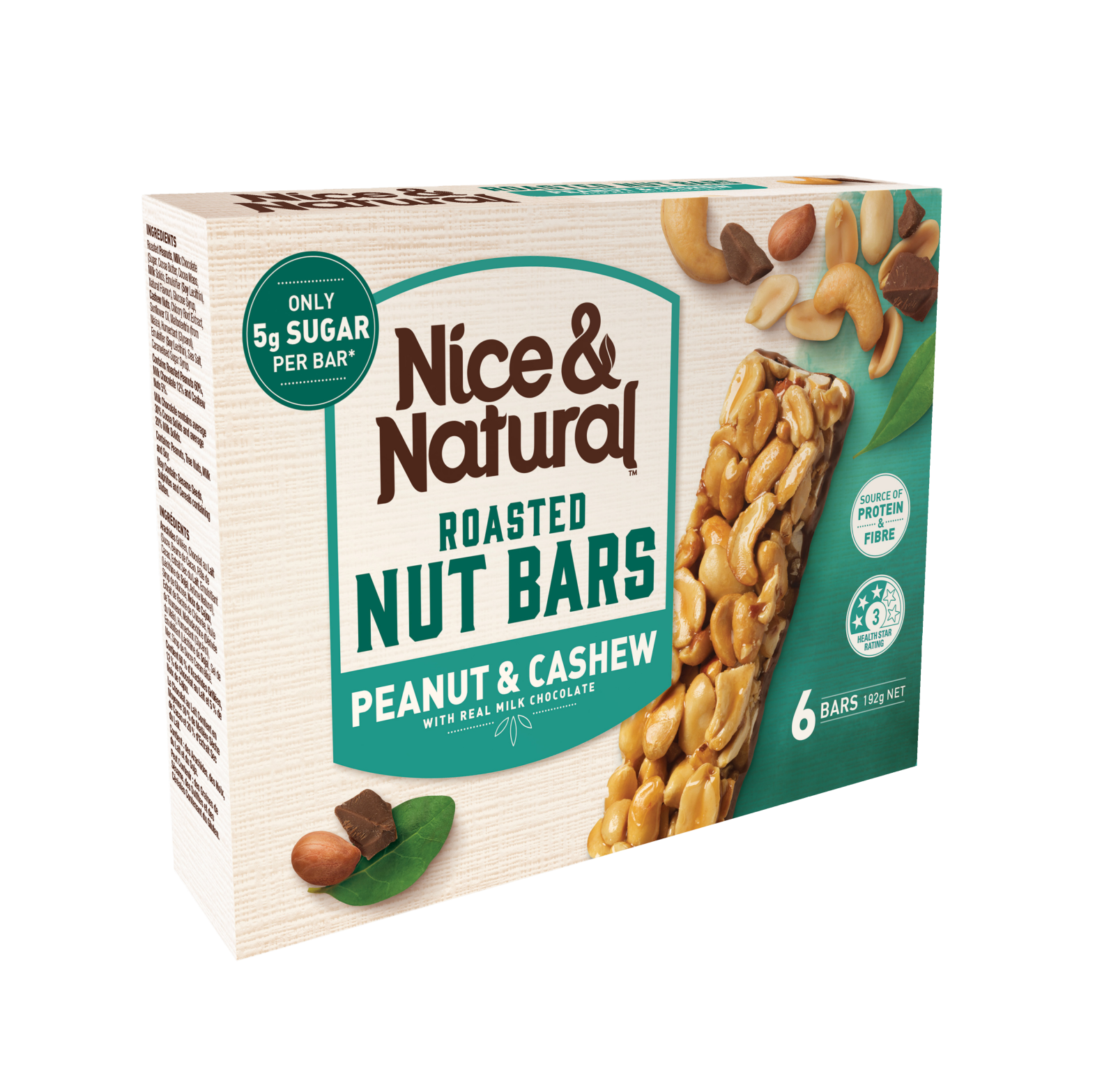 Nice & Natural Peanut & Cashew Milk Chocolate Bar 192g 6pk