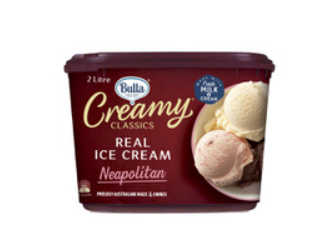 Bulla Creamy Classic Neapolitan Ice Cream 2L