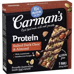 Carman's Salted Dark Choc & Almond Protein Bar GF 5pk