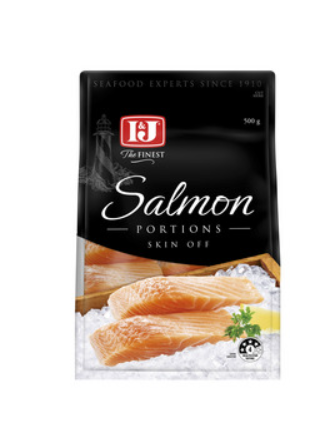 I&J The Finest Frozen Salmon Portions Skin Off 500g