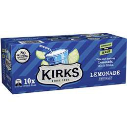 Kirks Lemonade Cans 375ml x 10pk