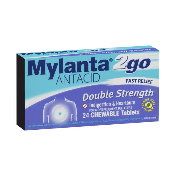 Mylanta2Go Antacid Tablets Double Strength Chew 24pk
