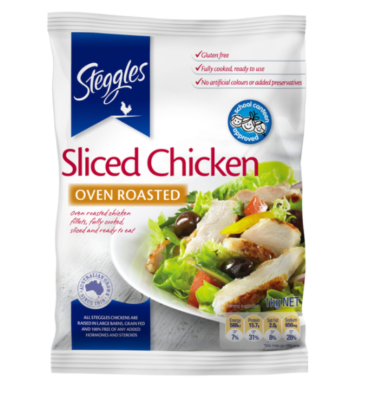 Steggles Oven Roasted Sliced Chicken Breast Meat 1 kg
