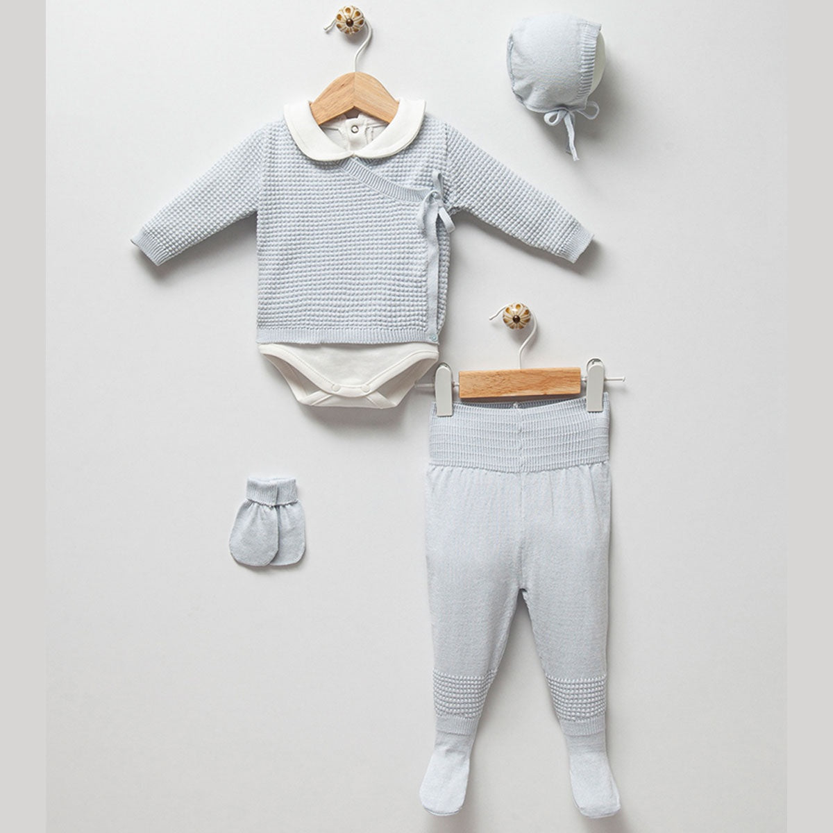 Omnis Pura Organic Cotton Envelope Baby Knitwear Set Blue