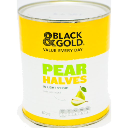 Black & Gold Pear Halves in Light Syrup 825g