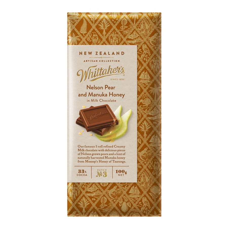 Whittakers Artisan Nelson Pear & Manuka Honey Milk Chocolate 100g