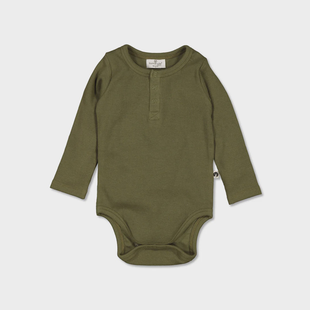 Burrow & Be Henley Rib Bodysuit Olive