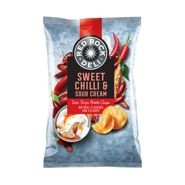 Red Rock Deli Potato Chips Sweet Chilli and Sour Cream 165g