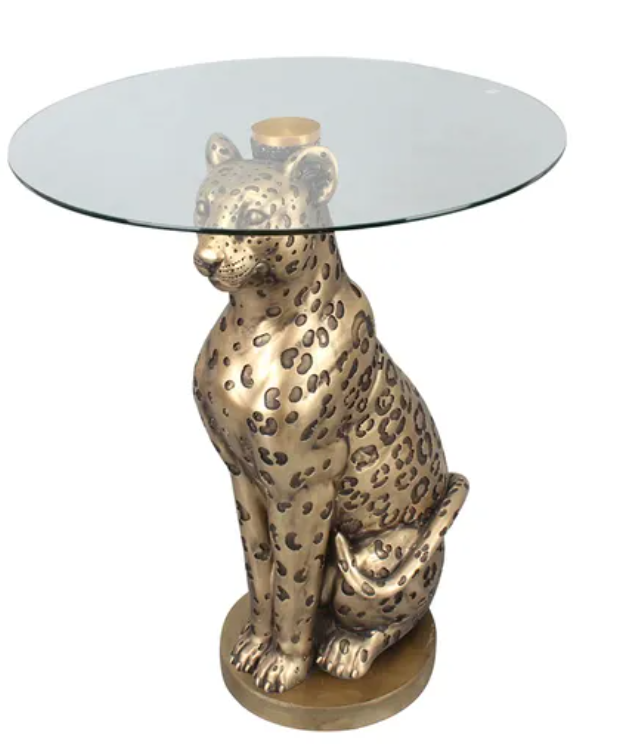 CTC - Leo Leopard Side Table 40 x 50cm Gold