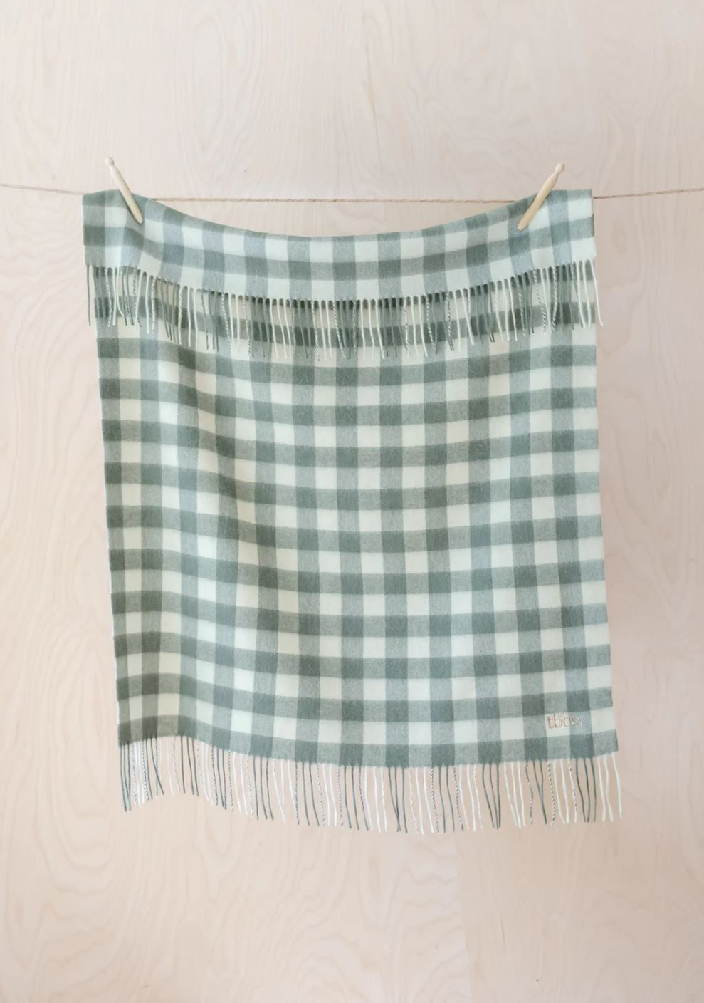 Tartan Blanket Co.  Lambswool Baby Blanket Sage Gingham