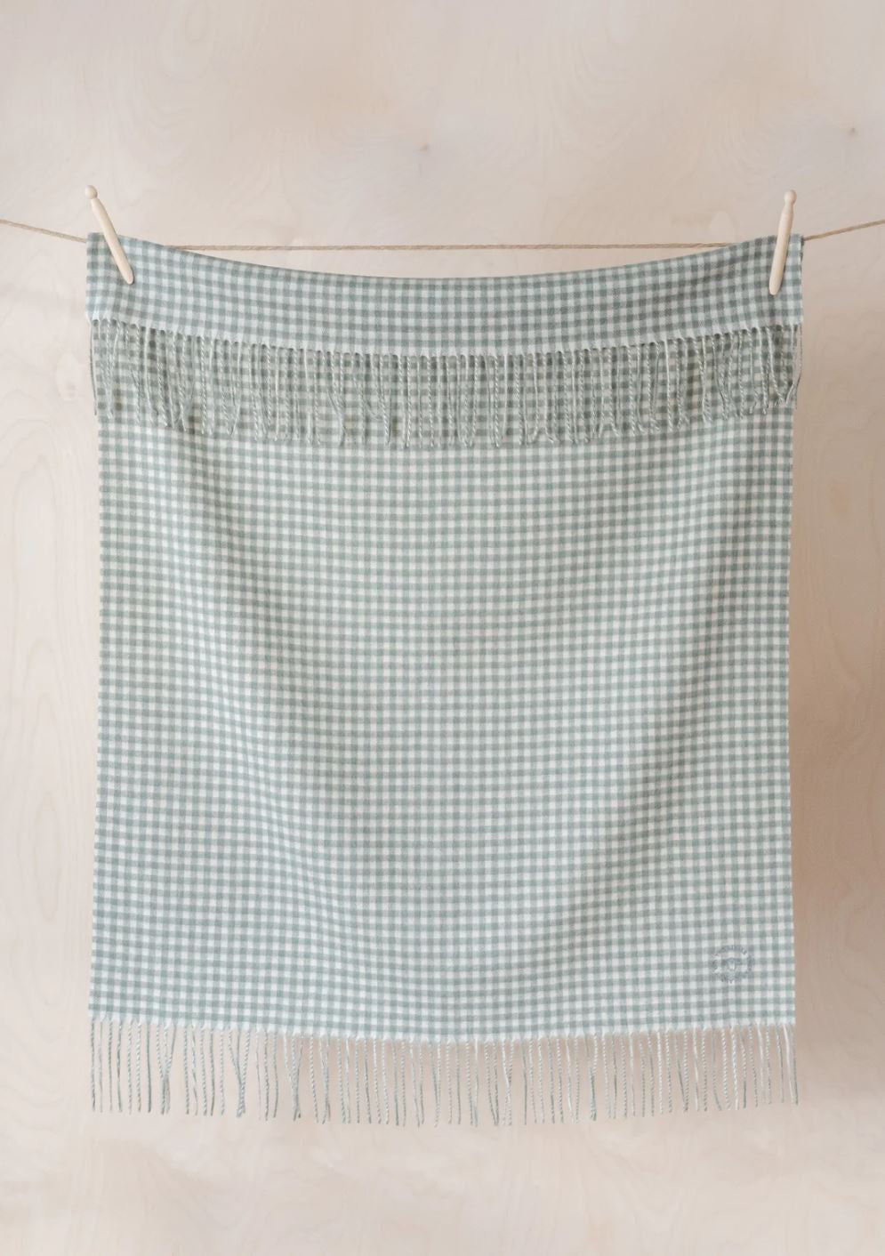 Tartan Blanket Co.  Lambswool Baby Blanket Sage Nursery Gingham