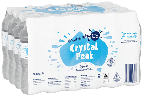 Community Co Crystal Peak Spring Water 600ml x 24pk