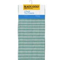 Black & Gold Tea Towels 2pk