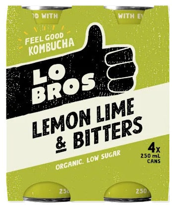 Lo Bros Lemon, Lime & Bitters Kombucha 250ml x 4