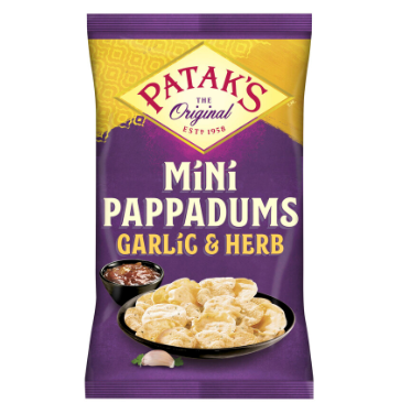 Pataks Mini pappadums Garlic & Herb 75g