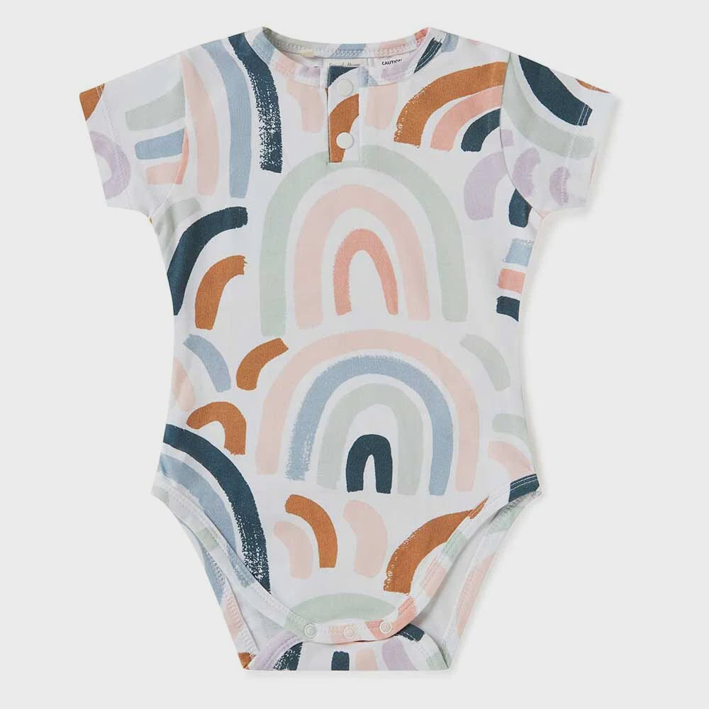 Snuggle Hunny Shortsleeve Organic Bodysuit Rainbow