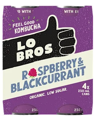 Lo Bros Raspberry & Blackcurrant Kombucha 250ml x 4