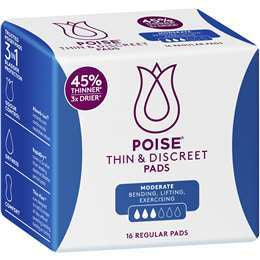 Poise Thin & Discreet Pads Regular 16pk