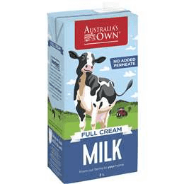 Australias Own UHT Full Cream Milk 1L