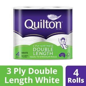 Quilton 3ply Double Length Toilet Tissue 4pk