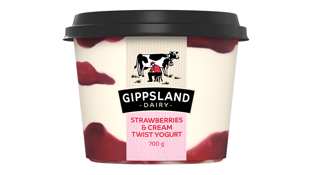 Gippsland Strawberries & Cream Twist Yogurt 700g