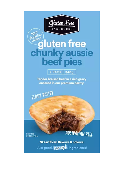 Gluten Free Bakehouse Aussie Chunky Meat Pie 2pk