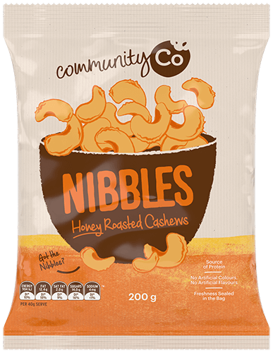 Community Co Nibbles Honey Roasted Cashews 200g