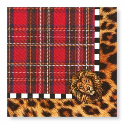 Manor Road Dinner Napkins Leopard & Tartan 20pk