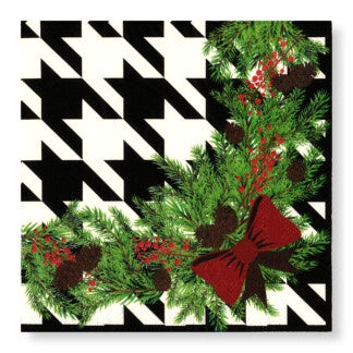 Manor Road Luncheon Napkins Houndstooth Christmas 20pk