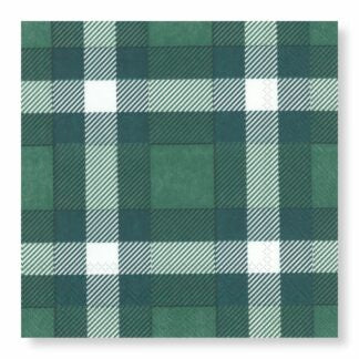 Manor Road Cocktail Napkins Classic Plaid Green 20pk