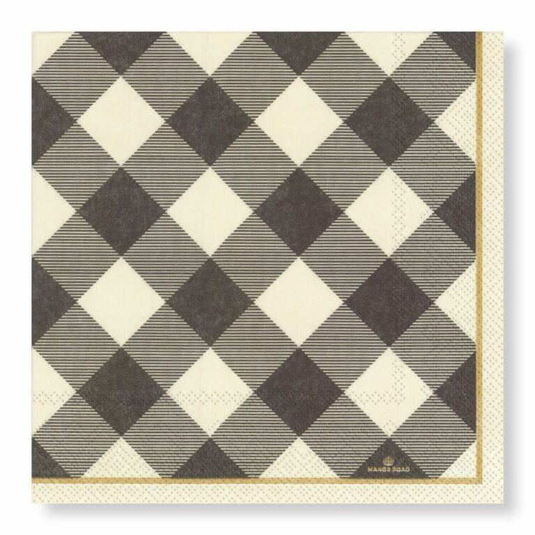 Manor Road Dinnner Napkins Gingham Grey 20pk