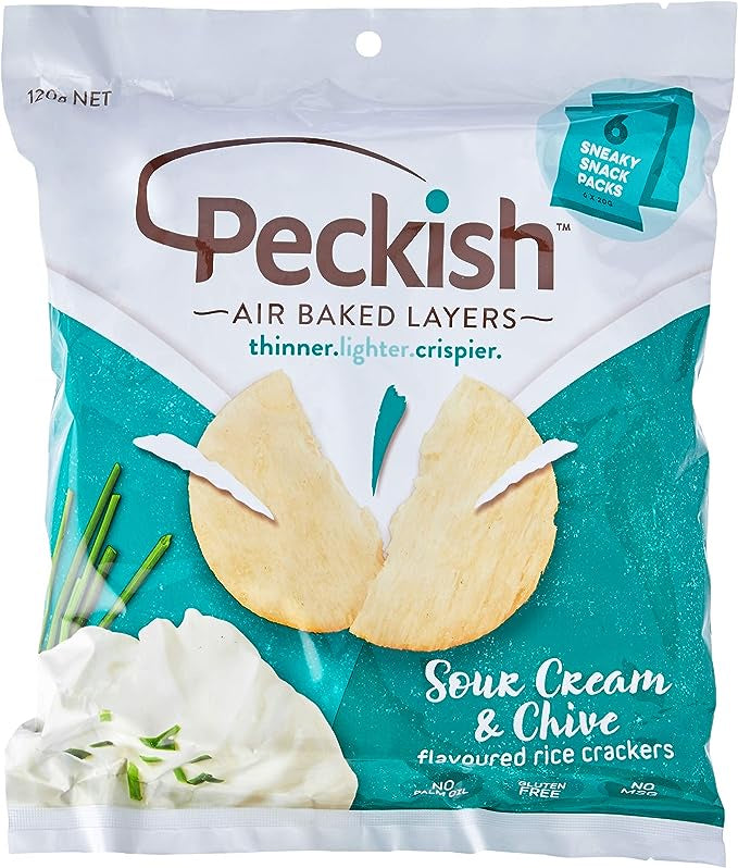 Peckish Rice Cracker Multi Bag Sour Cream & Chives 6pk