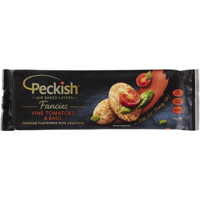 Peckish Fancies Rice Crackers Vine Tomato & Basil 90g