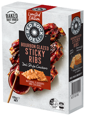 Red Rock Deli Style Crackers Bourbon Glazed Sticky Ribs 135g