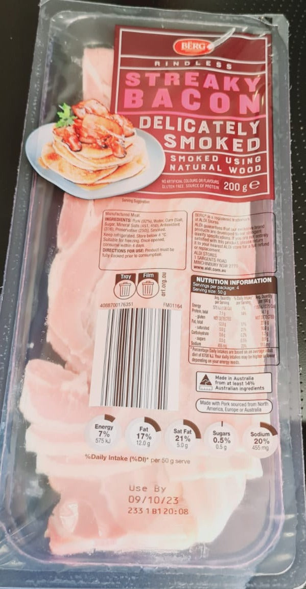 Berg Streaky Bacon 200g